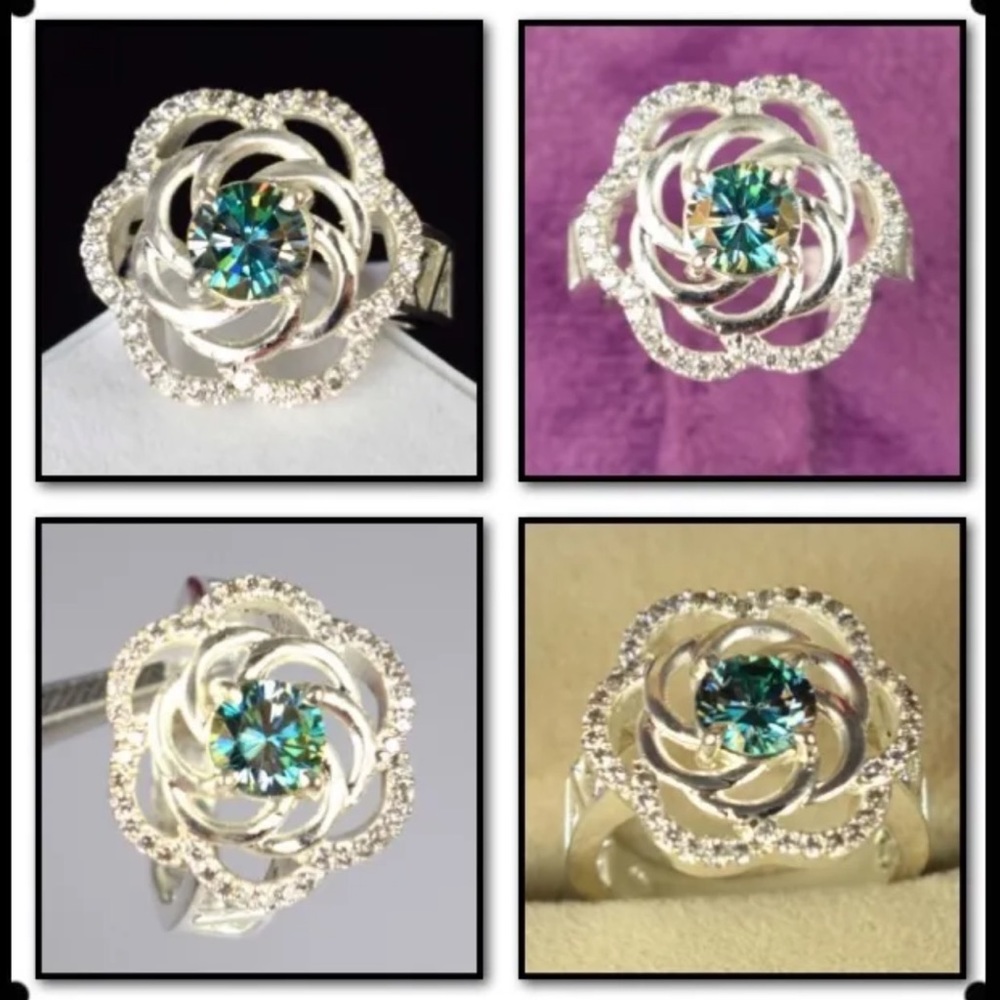 Green moissanite 2.82 ring